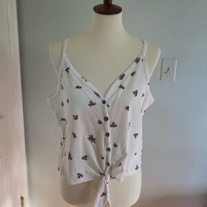 White floral cropped tank, size XL